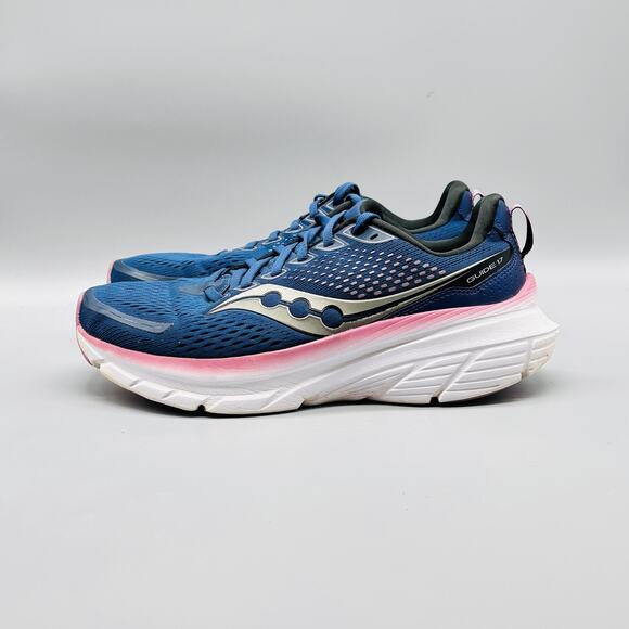 Saucony Shoes Womens 9.5 Blue Pink Guide 17 Stability Running Athletic Sneakers - Picture 4 of 11